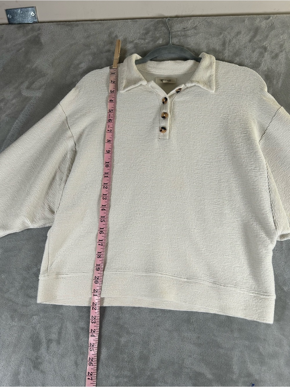 Madewell Cream Button-Front Collared Women's Sweater - Picture 9 of 14